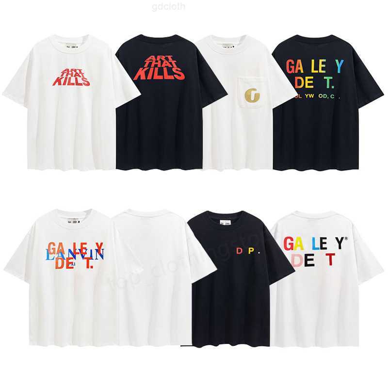 

Galleries Tee T shirts Mens Designer women T-Shirt Short sleeves rainbow Letter printed Fashion Leisure tops Cottons Casual Clothing Size S-XL