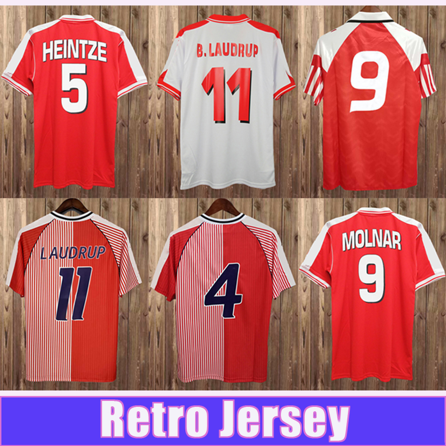 

1986 1998 LAUDRUP National Team Retro Mens Soccer Jerseys HEINTZE POVLSEN MOLNAR LARSEN Home Away Short Sleeve Football Shirt, Fg1066 1992 home