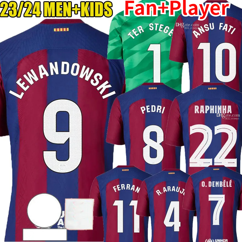 

23 24 PEDRI LEWANDOWSKI Barcelonas Soccer Jerseys GAVI #6 ANSU FATI De Futbol FERRAN 22 23 24 Camiseta RAPHINHA Football Shirt Men WOMEN Barca Kit Kids Uniform, 23 24 adult away
