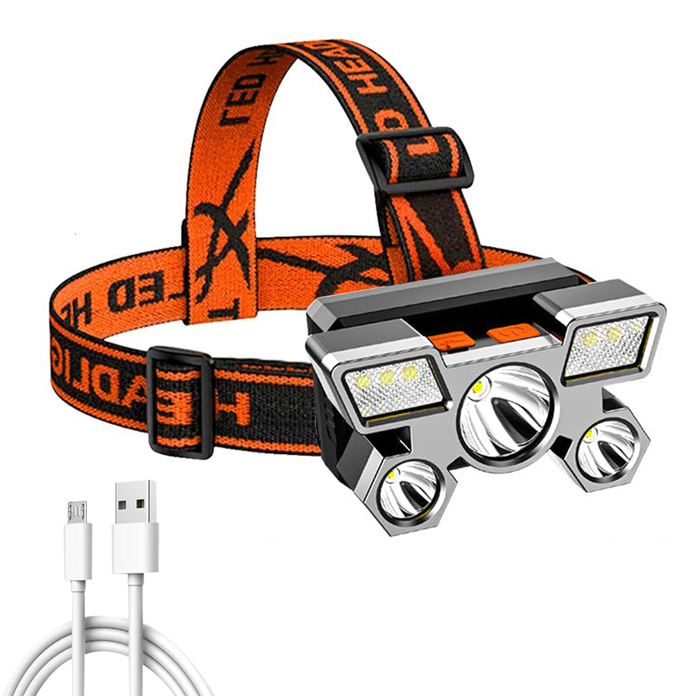 

Headlamps Portable 5LED Headlamp Night Fishing USB Rechargeable Flashlight Headlight Camping Head Light Torch Lamp Work 230617