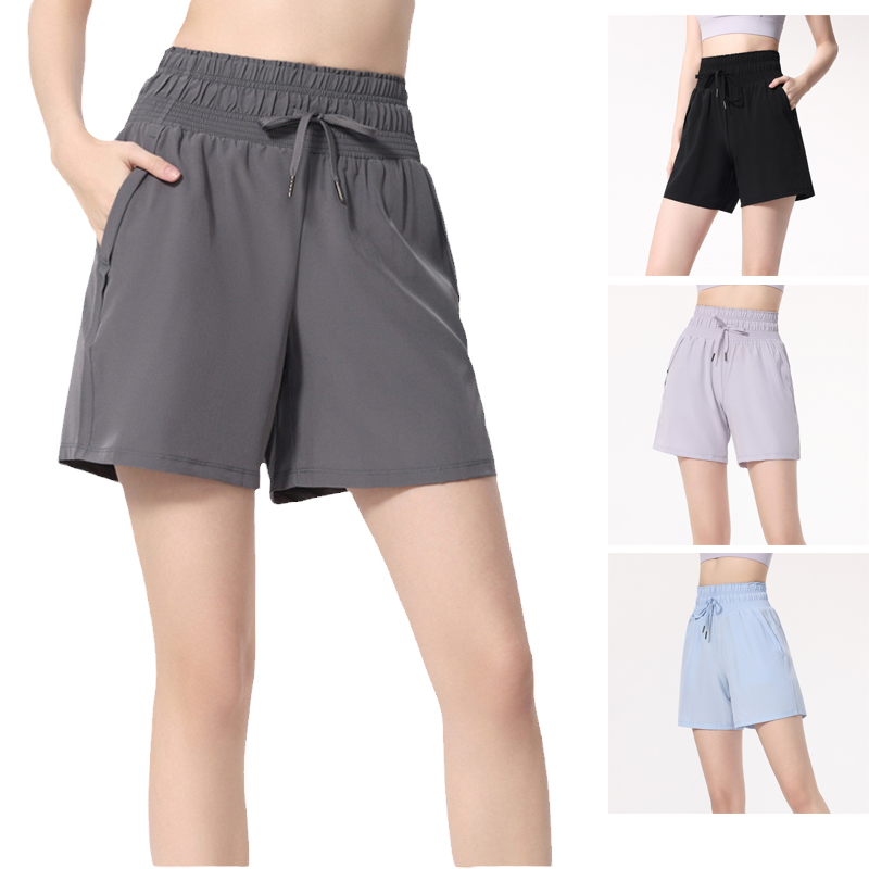 

Lu Women' Yoga Shorts High Waist Drawstring Sports Thin Quick Dried Tennis Shorts Loose and Slim Running Training Yoga Suit Set, With ll