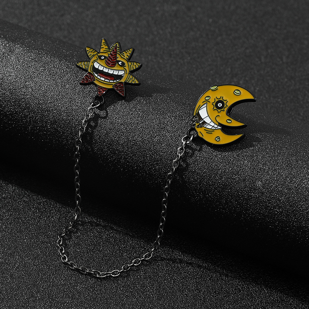 

Sun and Moon brooch Cute Anime Movies Games Hard Enamel Pins Collect Metal Cartoon Brooch Backpack Hat Bag Collar Lapel Badges, As picture