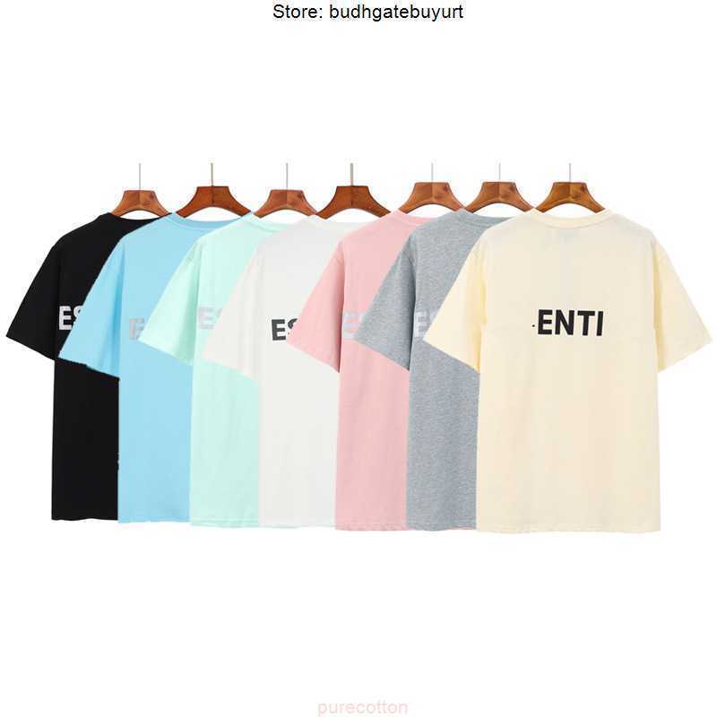 

FOG Men's T-shirts Summer Ess T Shirt Reflective Letters 100% Cotton Oversize Men And Women High Street Hip-hop Sports Tees