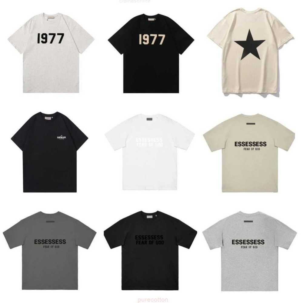 

Top Craftsmanship Ess men women Fashion designer T-shirt Mens T-Shirts Street Casual fog Short Sleeve FG tees 1977 Cotton stereo printing polos shirt 3-1 24, I1