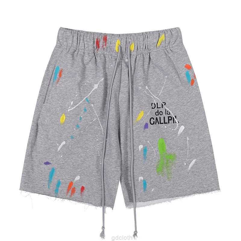 

Men's Shorts American Fashion Brand Galleries Hand-painted Splash Printing Pure Cotton Terry Shorts Fog High Street 5-point Casual Pants 25