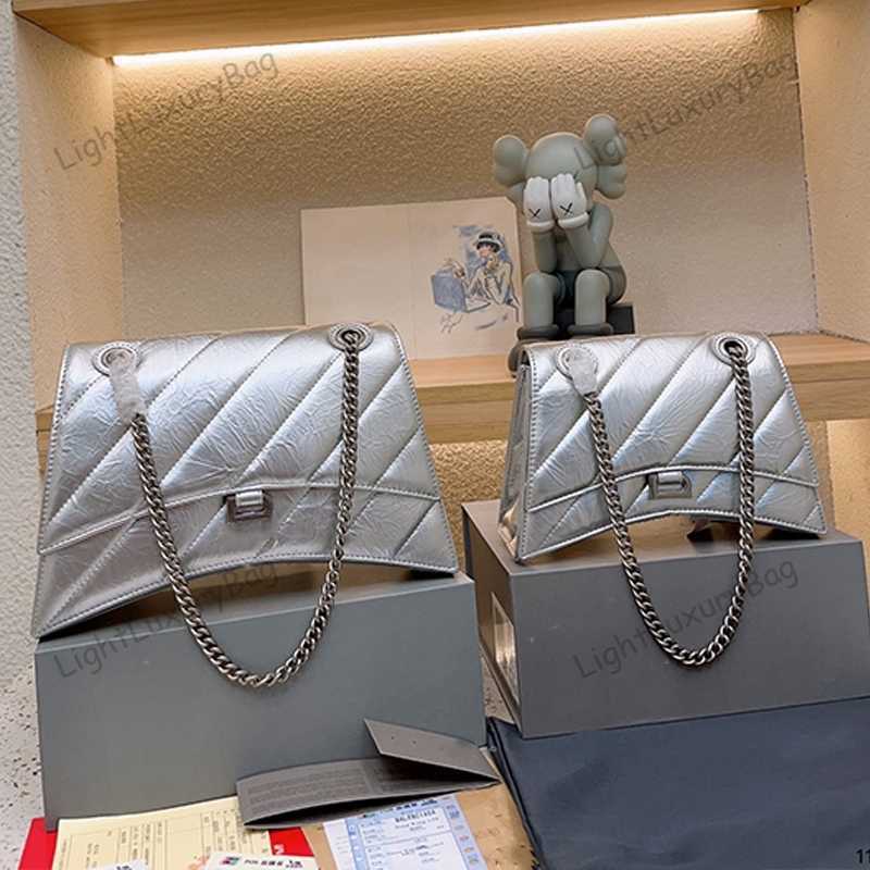 

Silver High Quality Designer Shoulder Bag Classic B Hourglass Bags Fashion Chain Shoulder CrossBody Soft Wrinkle Leather Luxury Handbags Tote Female Purses 230617, Black