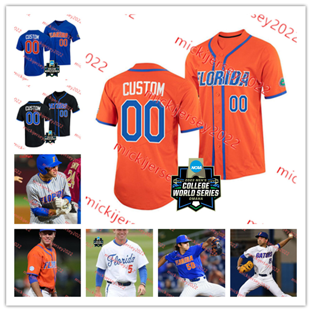 

Pete Alonso 2023 CWS Florida Gators Baseball Jersey Jackson Kowar Brady Singer Custom Stitched Mens J. J. Schwarz Jonathan India Mike Zunino Jud Fabian Florida Jerseys, Orange full-button