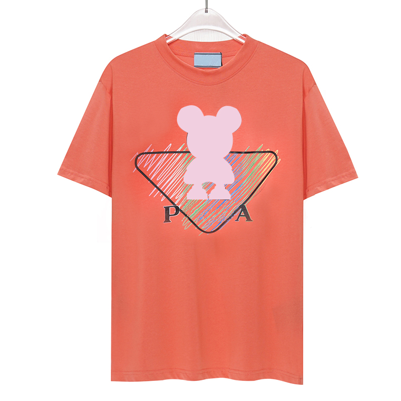 

T-shirt Designer Mens Round Neck Shirts for Women Letter P Loose Tee Printing Bear Oversize Breathable Casual Brand Polos Chemise A Col Rond, Orange