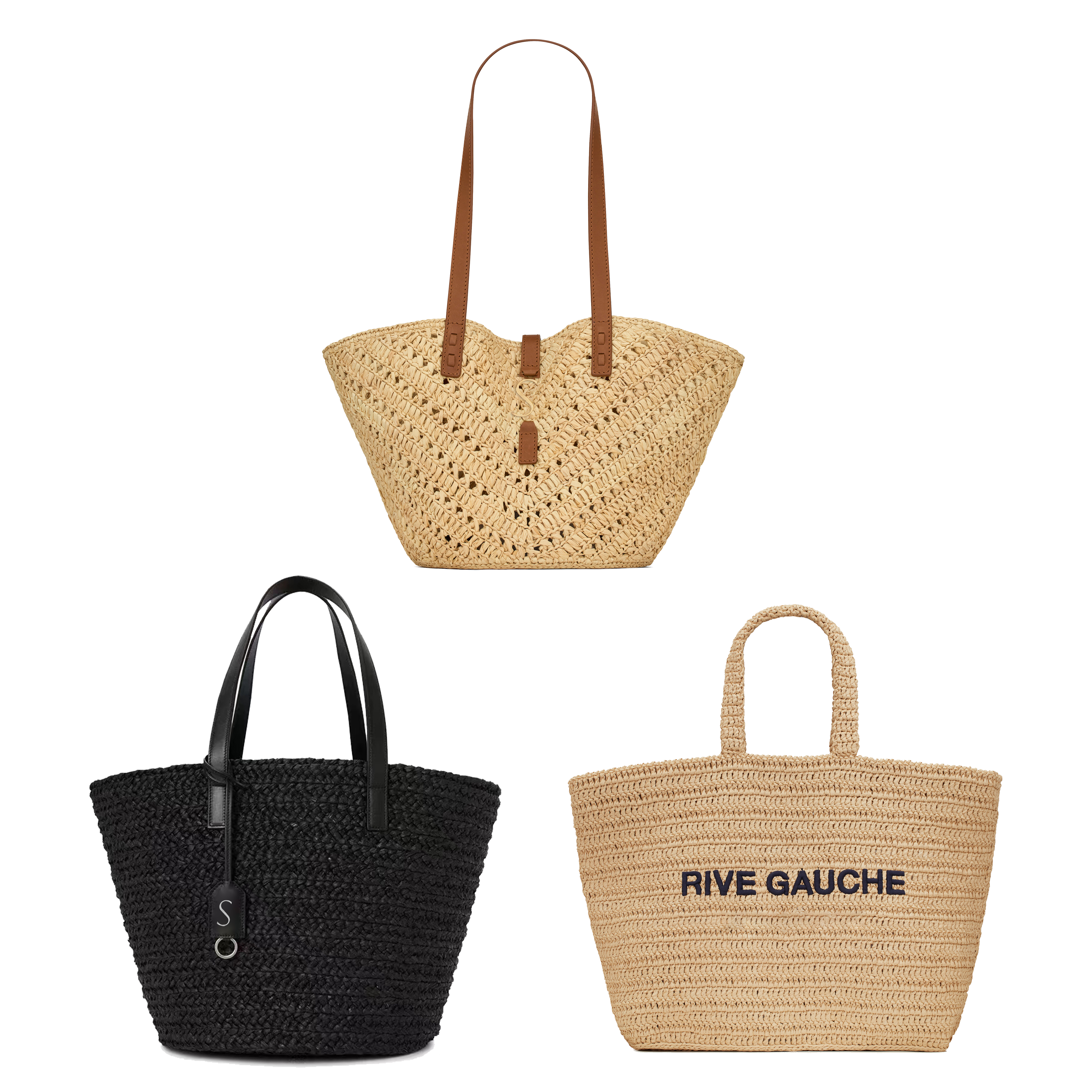 

Womens fashion Rive Gauche linen basket bags 2 sizes large Beach handbag luxury tote Shoulder bag mens weave designer Crossbody Organizer Stuff bag travel clutch bag