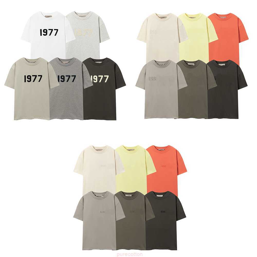 

2023 ess Designer Luxury pure Cotton cotton plant T-shirt Men's and women's Hip Hop FOG 1977 Top Summer Breathable High Street cotton Loose short sleeve