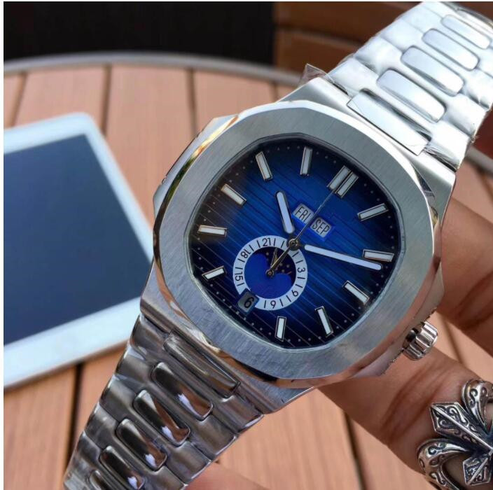 

Luxury Watch Mens Diamond 5711/1R-001 Blue Dial Silver Steel Bezel Strap Bracelet 40mm Sapphire Complete Set Automatic Fashion Men's Watches Wristwatches