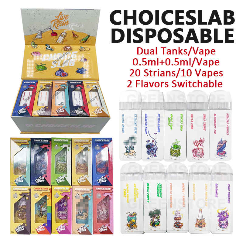 

Empty Choices Lab Disposable Choiceslab Vape Carts Cigarette 2 IN 1 Dual Flavors Switchable 1.0ML Pod Device 320mAh Rechargeable Battery Vaporizer Packs Pod Runtz