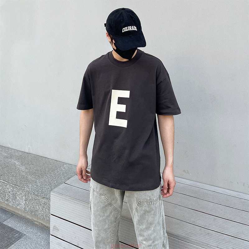 

FOG Double-thread ESS High Street E-word flocking summer new short-sleeved men's T-shirt, Light green