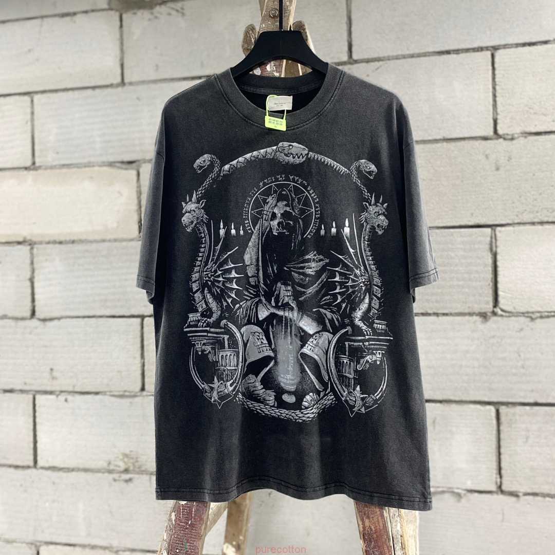 

FOG ESS 2023 Fashion Brand Tshirts Men's leisure T-shirts Wash Water Make Old Short Sleeves Ancient God Limit High Street Loose Men and Women Trend, Black