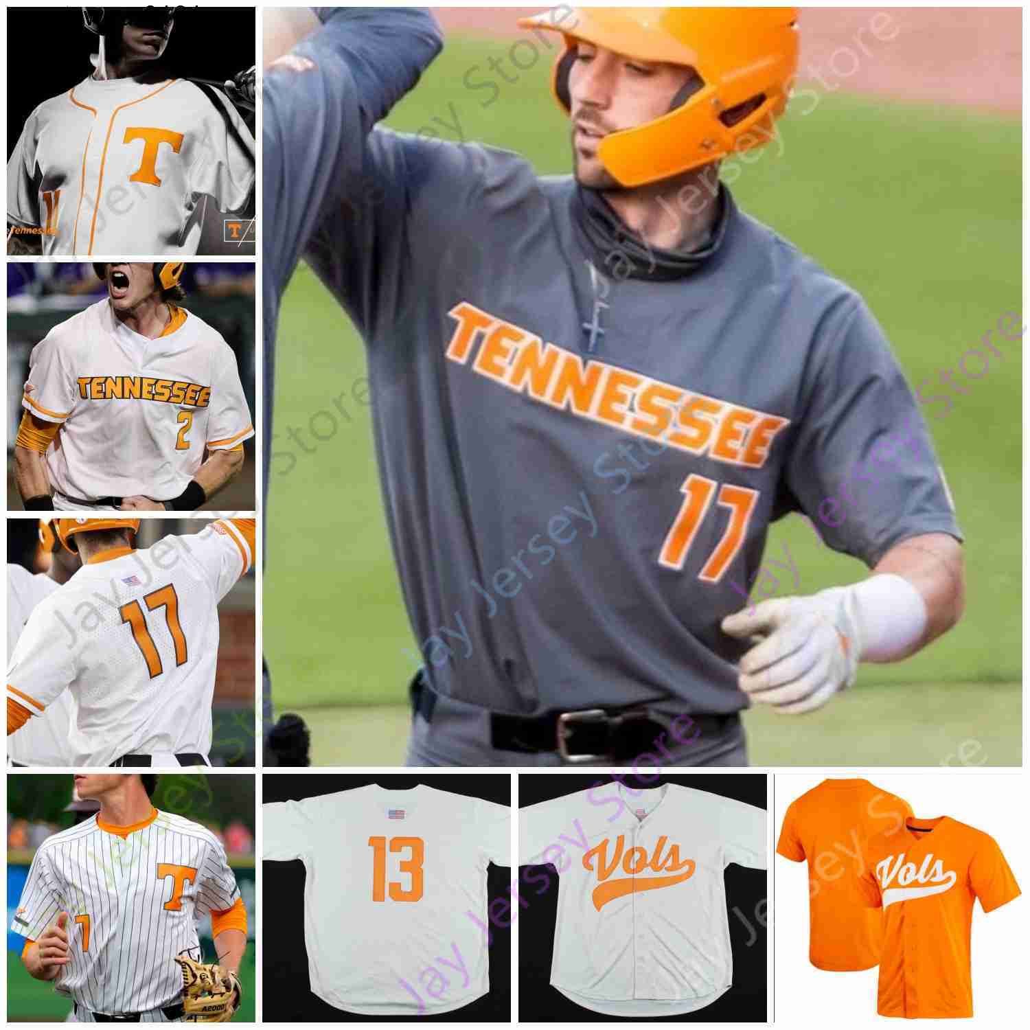 

2021 NCAA College Tennessee Volunteers Baseball Jersey Nick Senzel Beck Blade Tidwell Max Ferguson Drew Gilbert Matt Duffy Youth Adult, White iii