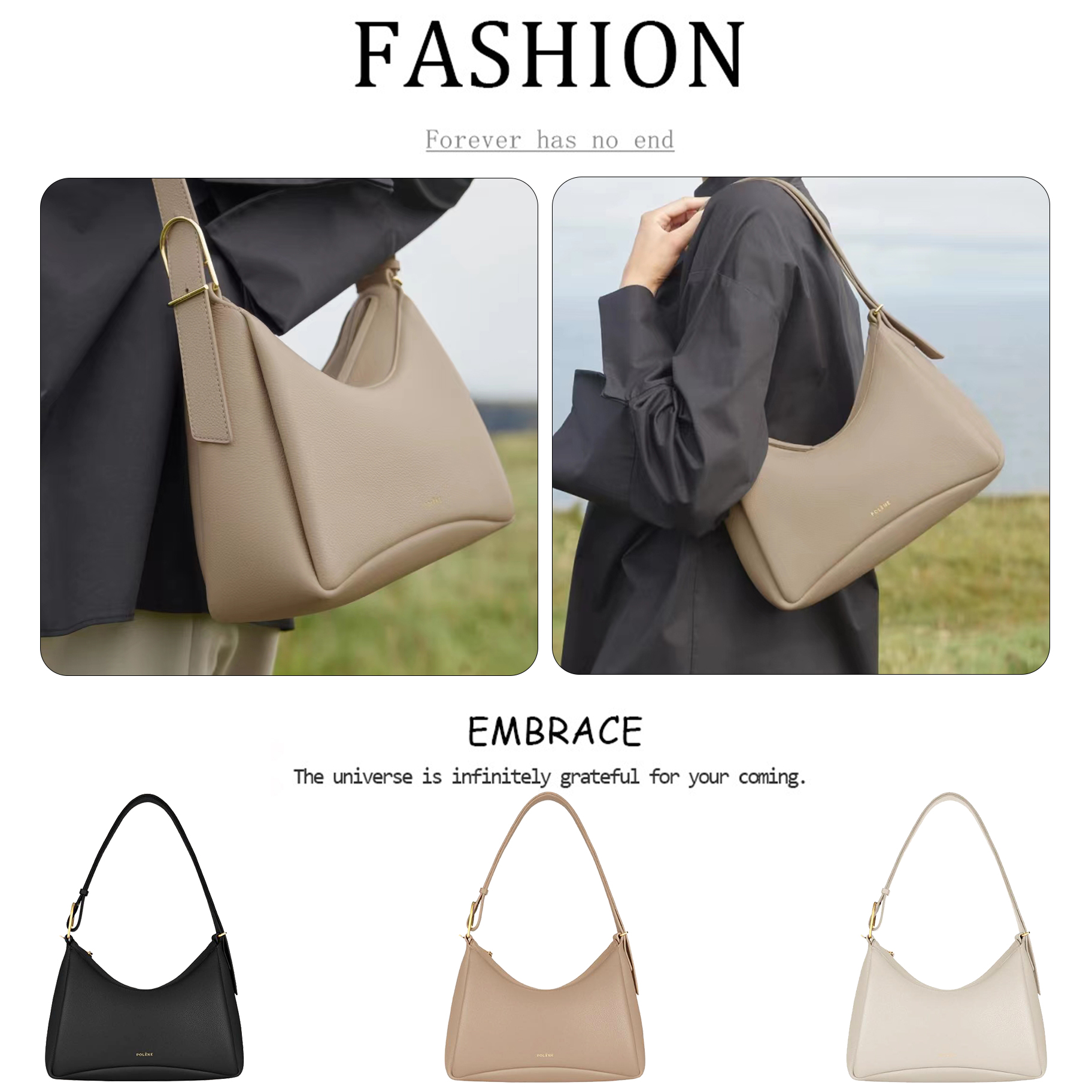 

wholesale Luxury Polene Numero dix underarm bag Womens tote handbags Leather Summer Shoulder messenger bags Mens polenes cyme nano Crossbody clutch half moon bags, Brown