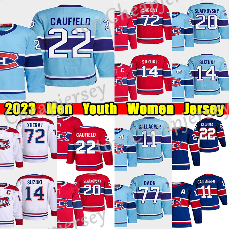 

#22 Cole Caufield Reverse Retro hockey jersey #20 Juraj Slafkovsky #14 Nick Suzuki Kirby Dach Brendan Gallagher Carey Price Arber Xhekaj jerseys, Red men+rbc patch