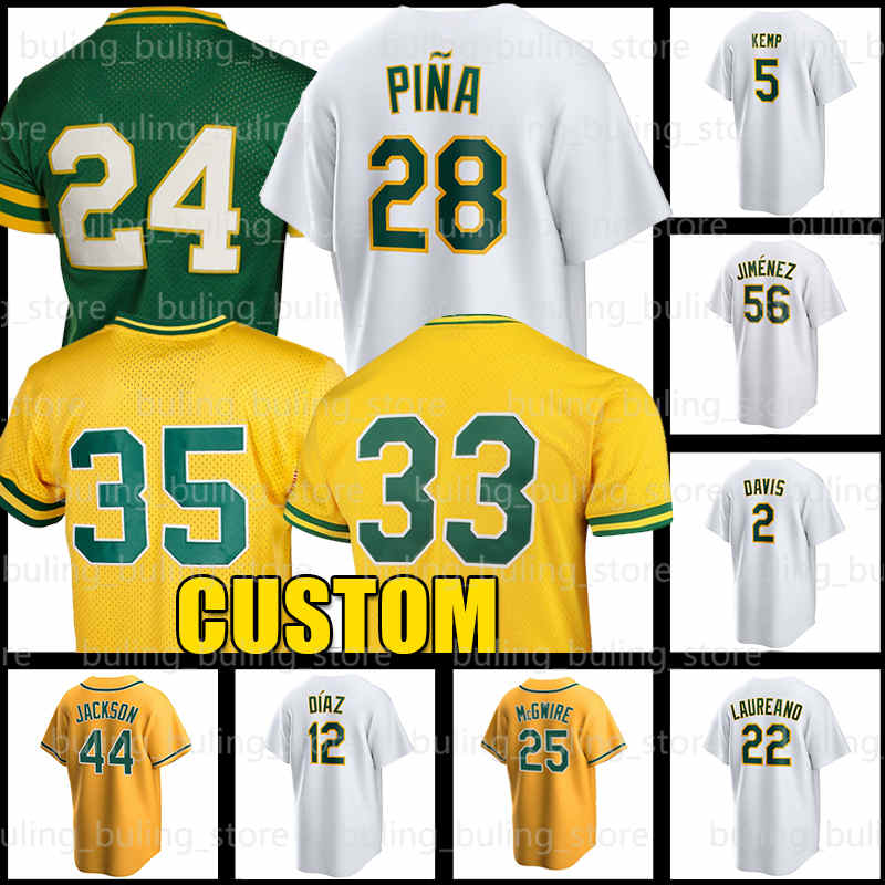 

28 Manny Pina 44 Reggie Jackson Baseball Jersey 33 Jose Canseco Athletics 35 24 Rickey Henderson Esteury Ruiz Tony Kemp Seth Brown Oaklands Brent Rooker 4 Kevin Smith, Men jersey(ydj)
