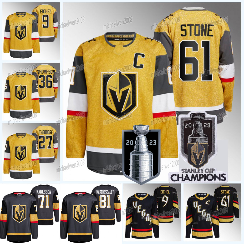 

81 Jonathan Marchessault Golden Knights Hockey Jersey Stanley Cup Champions Adin Hill Mark Stone Jack Eichel William Karlsson Ivan Barbashev Michael Amadio Vegas, Grey(champions patch)