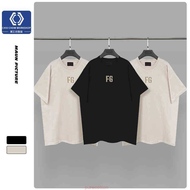 

ESS sentials fog fashion brand short sve summer cotton t-shirt men, Black