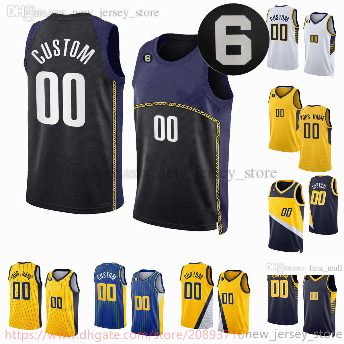 

Custom 2023 New Season Printed Basketball Jerseys 00 Bennedict Mathurin 33 Myles Turner 24 Buddy Hield 27 Daniel Theis 9 TJ McConnell 7 George Chris Hill Duarte 6 Patch, Printed+6 patch (with team logo)