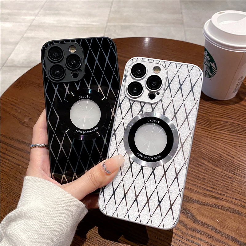 

For iPhone 14 Pro Max Luxury Magsafe Magnetic Plating Flash Hollow Out Phone Case For iPhone 12 13 14 Plus Lens Protective Cover