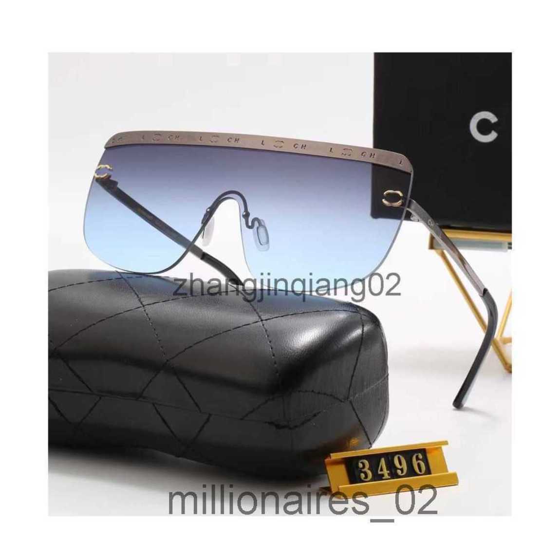 

Designer Channel Sunglasses Cycle Luxurious Fashion Sports Polarize Sunglass Men Women Vintage Summer Beach Driving Oversized Rimless Black Blue Sun Glasses