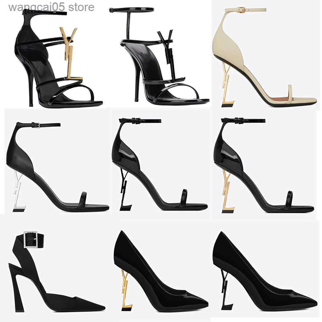 Sandales 2023 Sandales à talons hauts Saint Luxurys Designers Shoe Paris Dress Classics Femmes 10cm 8cm Talons Noir Or Or Mariage Bas T230617