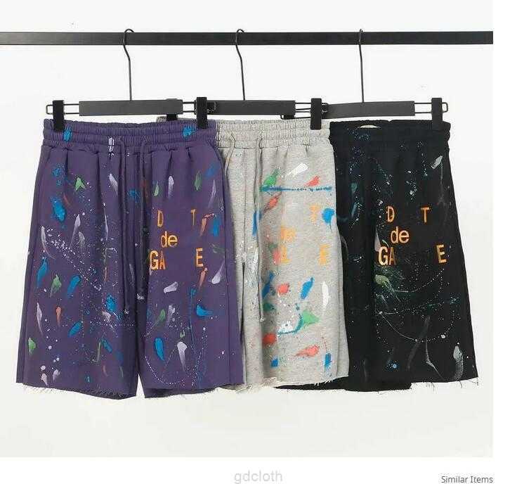 

Men's Shorts American Fashion Brand Galleries Hand-painted Splash Printing Pure Cotton Terry Shorts Fog High Street 5-point Casual Pants 68, 13