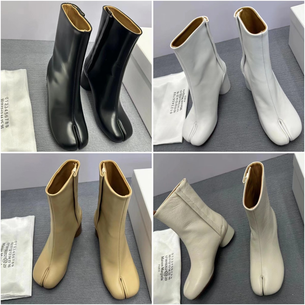 

Tabi ankle boots Autumn winter New MM6 Wen Women Tabi broken mirror boots luxury Designers Fashion Leather High quality 3.5cm 6cm 8cm Toe parting boots, Color20
