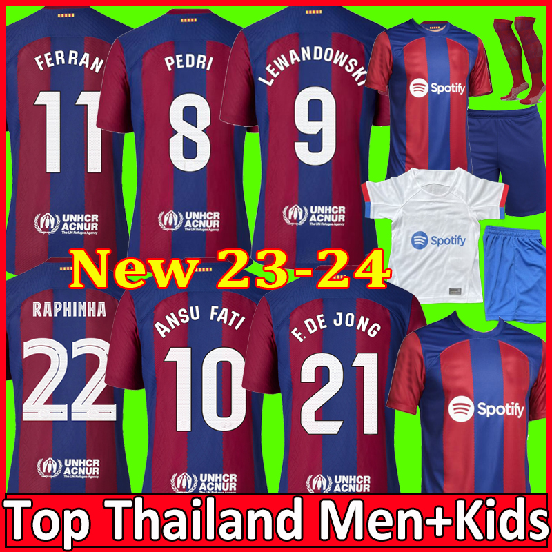 

23 24 LEWANDOWSKI OWL soccer jerseys BARCA camiseta de futbol AUBA PEDRI ANSU FATI FERRAN BARCELONAS COUTINHO F.DE JONG DEST GAVI football shirt men kids kit, Player 23 24 away+patch