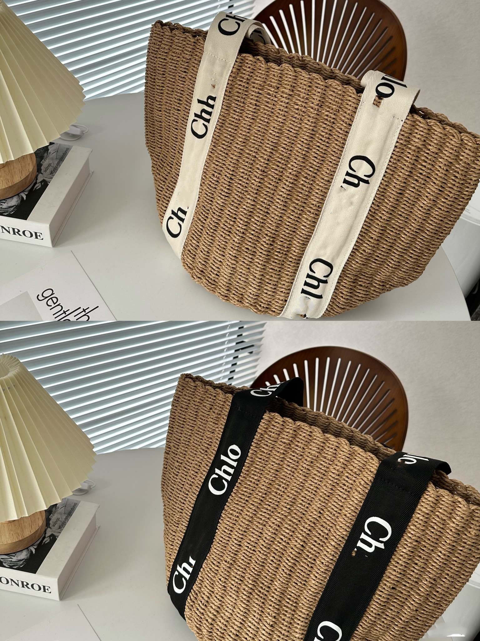 

2023 newFashion handbag Letter shopping bag Canvas designer Women's straw woven handbag Summer beach shoulder bag Large casual handbag, Black