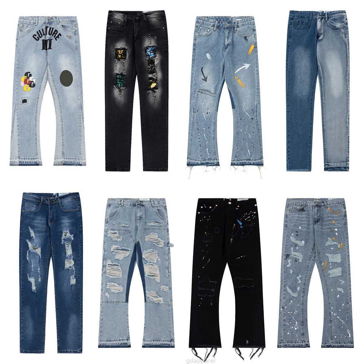

Designer Mens jeans Sports pants Slim Denim Straight Sweatpants Speckled Letter Print pant Women high street Couple Galleries jeans Loose Flare Casual jean