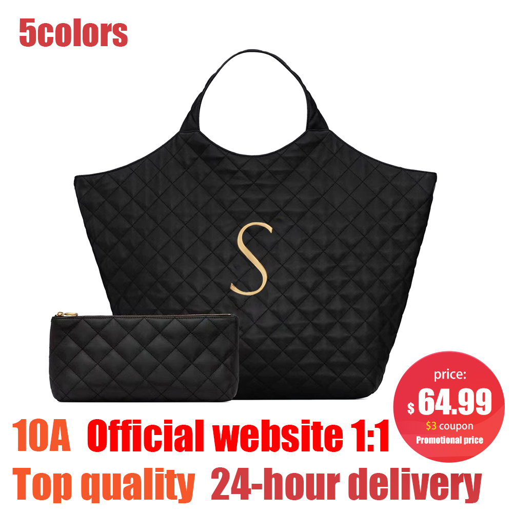 

2023 new icare maxi handbags Shopping Shoulder Underarm men duffle lambskin Leather bag designer large tot Stuff Women's travel CrossBody Luxurys Clutch bags purses, Black