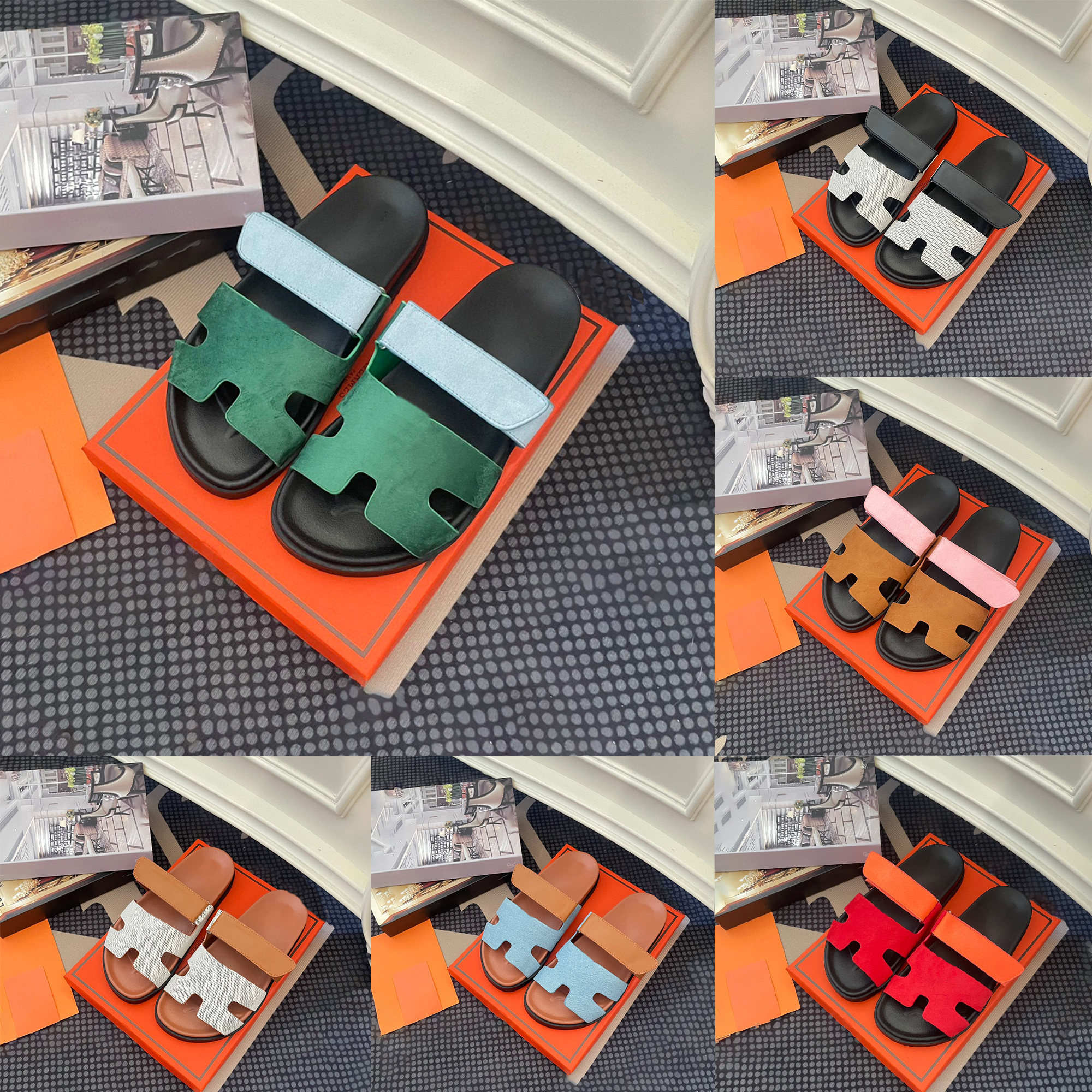 

Designer Chypre Sandal for Men Women Calfskin Leather Black White Beach Flat Sandals Lady Flip Flops Famous Womens Slides Summer Slippers luxury real leather denim., 14