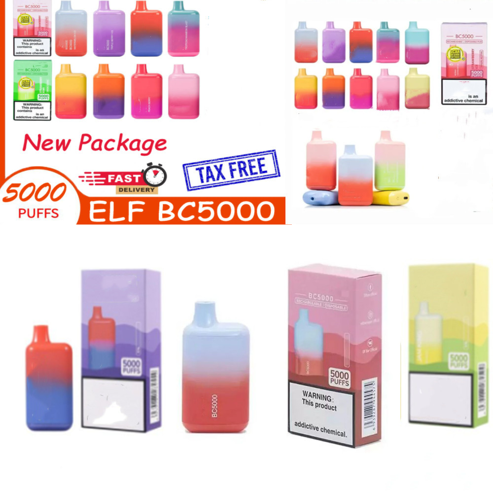 

Elf BC5000 Disposable E cigarettes Puff 5000 cartridge Vape Pen 13ml Dual Mesh Coil Cartridge Pods 650mAh Rechargeable Battery Vs Lost Marry Bar 5000 Puffs