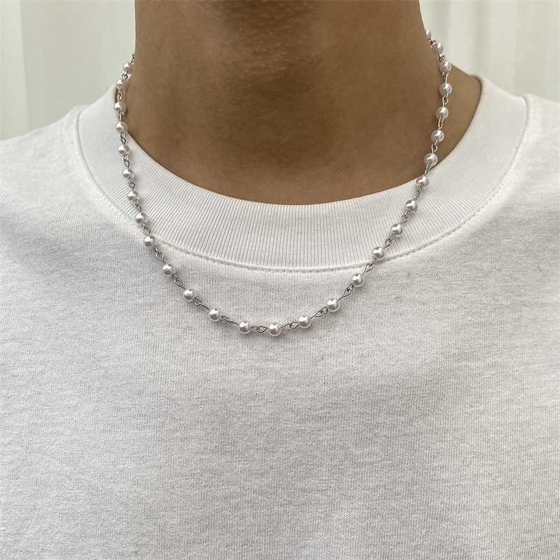 

Strands Small Pearl Beads Chain Short Choker Necklace for Men Trendy Beaded on the Neck 2023 Fashion Jewelry Collar Gifts 230613
