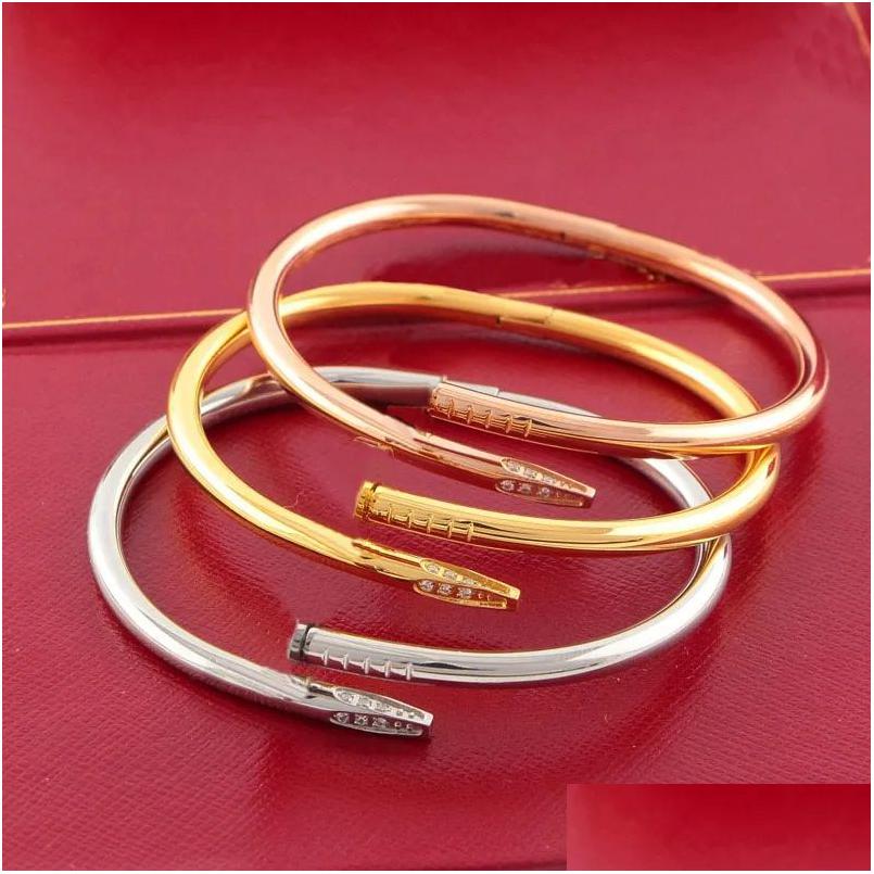 

Cuff Nail Bracelet Gold Bangle For Women Men Stainless Steel Bangles Open Nails In Hands Christmas Gifts Girls Accessories Wholesale Dhv6Z