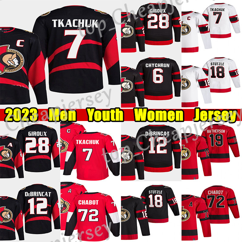 

#7 Brady Tkachuk Reverse Retro hockey jersey 12 Alex DeBrincat 28 Claude Giroux Thomas Chabot Tim Stutzle Drake Batherson Josh Norris Jakob Chychrun jerseys, Red men