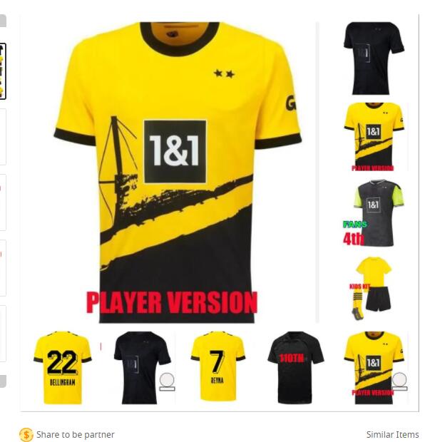 

REUS soccer jerseys 23 24 season HALLER 2023 2024 football top shirtS BELLINGHAM HUMMELS BRANDT DORTMUND YEYNA men kids kit special all black FANS PLAYER VERSION AA, Adult size