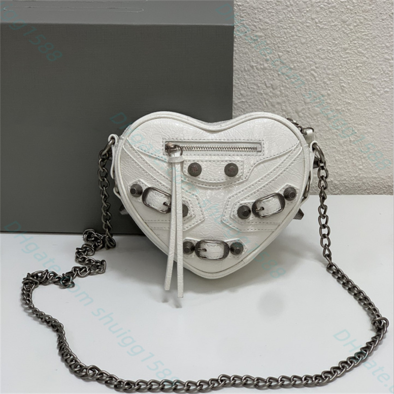 

Top Quality designer Cross body bags LE CAGOLE HEART Mini Handbag Shoulders bag woman classics Chain shoulder Evening Bags Cosmetic Bags totes, White