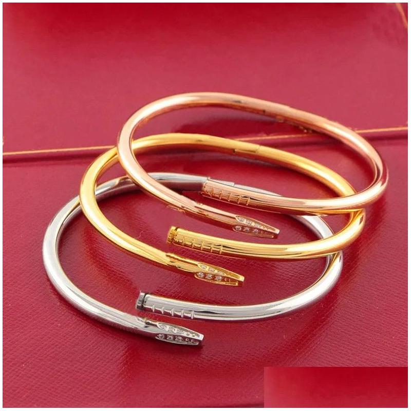 

Bangle Love Gold Bracelet Nail Designer Bangles For Women Mens Stainless Steel Alloy Armband Psera Pseras Diamond Bracelets Plated S Dhtpi