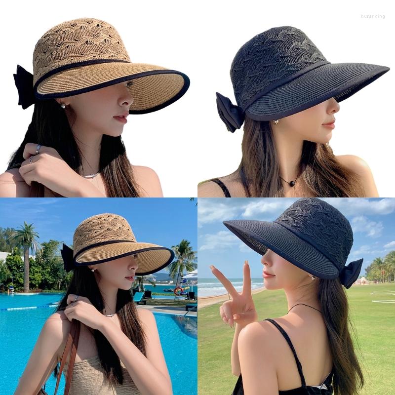 

Wide Brim Hats Women Bucket Hat Packable Outdoor Summer Straw For Travel, Black