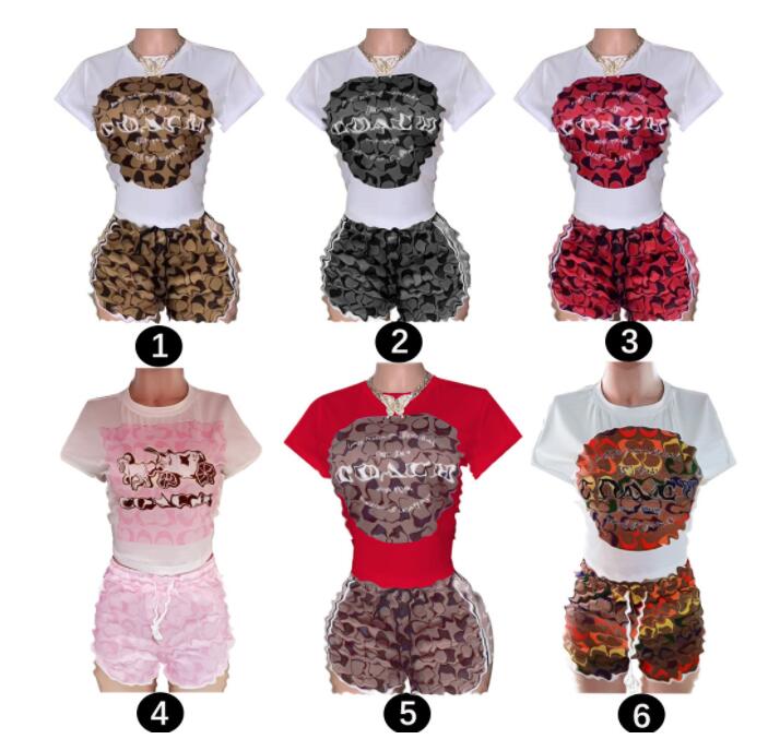 Survêtements décontractés d'été luxe deux pièces ensembles femmes col rond t-shirt et Shorts jogging costumes femme correspondant 2 pièces tenues
