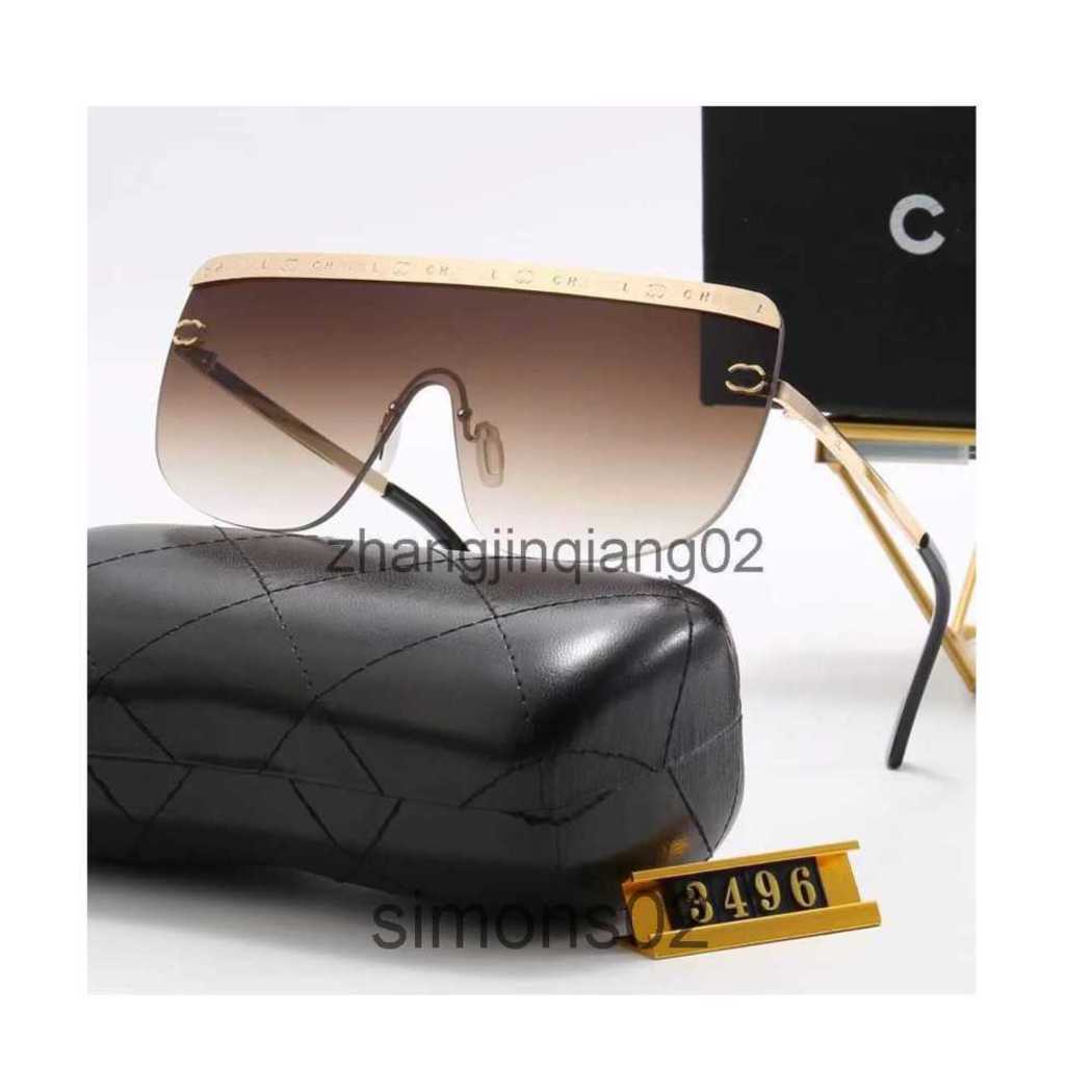 

Designer Channel Sunglasses Cycle Luxurious Fashion Sports Polarize Sunglass Men Women Vintage Summer Beach Driving Oversized Rimless Black Gold Tea Sun Glasses