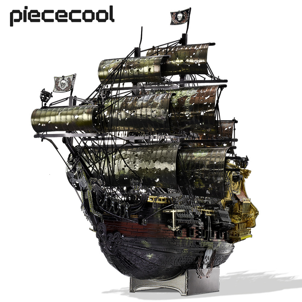 3D Puzzles Piececool Metal Puzzle The Queen Annes Revenge Jigsaw Pirate Ship DIY Model Building Kits Toys for Teens Brain Teaser H251209-image-1087791975