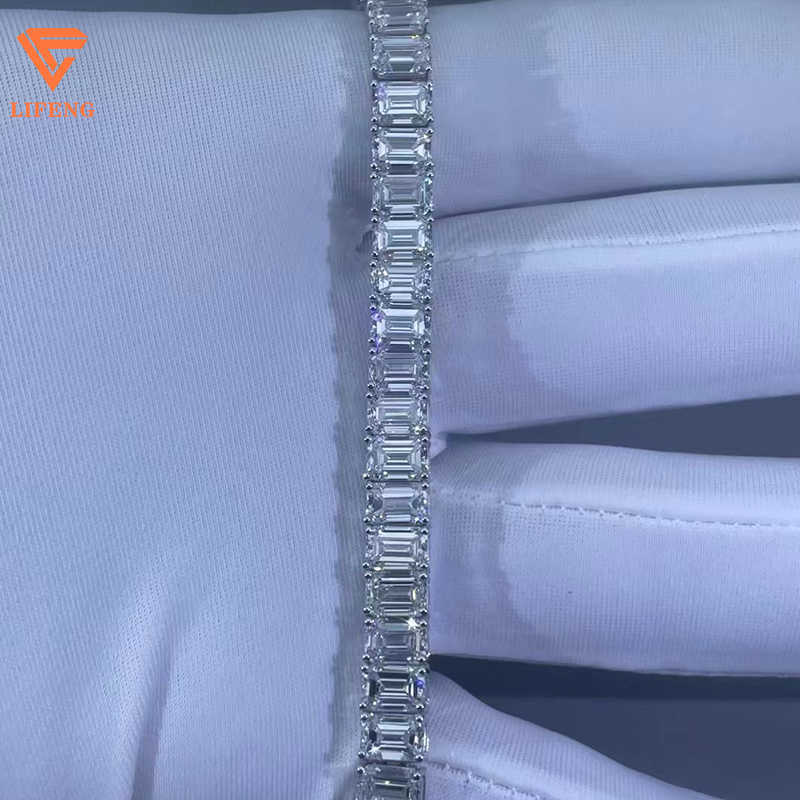 

Hip Hop Tennis Bracelet Jewelry 925 silver with baguette Moissanite Diamonds can Custom Pass the diamond test Bracelet