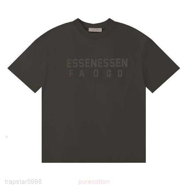 

Ess Tees T-shirts Designer Fashion Clothing Street Fog Essen Chest Letter Flocked Loose Round Neck Short Sleeve T-shirt Trendy4bwv
