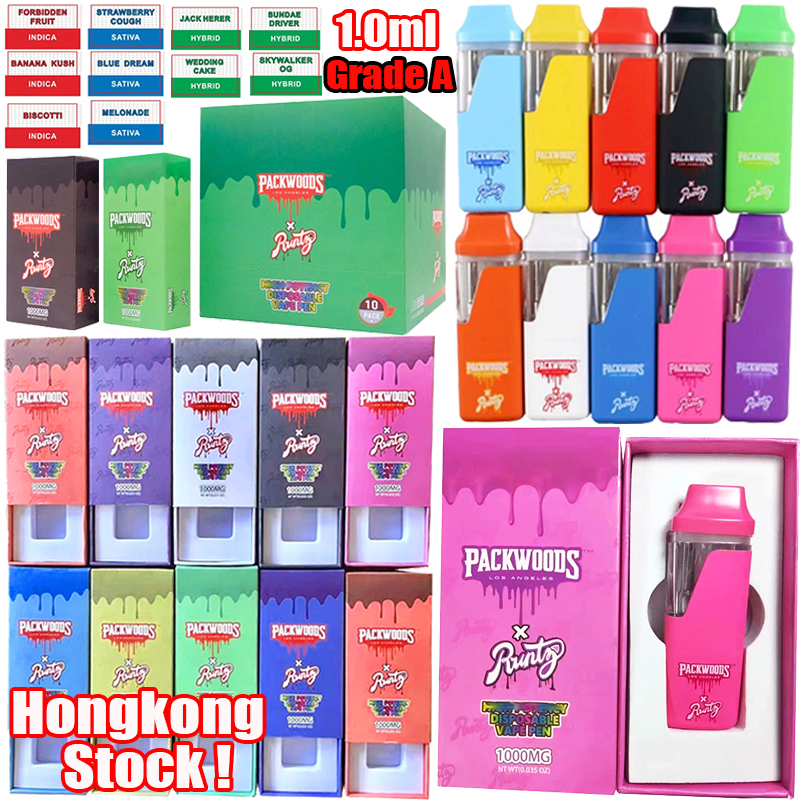 

2 Styles Packwoods X Runtz 1.0ml Disposable Vape Cartridges E Cigarettes Vaporizer Pen Ceramic Coil Oil Device Pods 380Mah Wax Rechargeable 10 Flavors Carts Fast Ship
