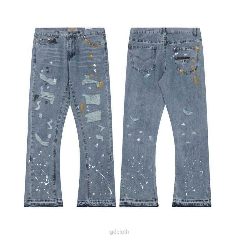 

Mens Designer Jeans Highquality Fashion Tie Dry Streetwear Denim Pant, Blue